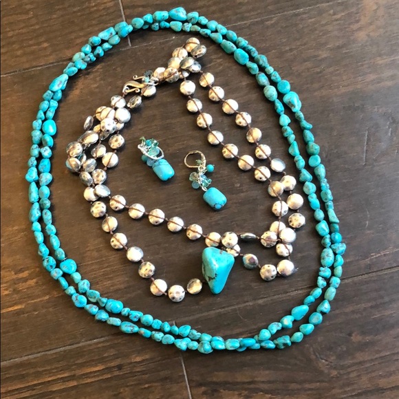 Jewelry - Three-piece set, 2 necklaces, 1 earring